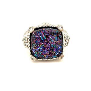 Judith Ripka 925 Purple Druzy Ring